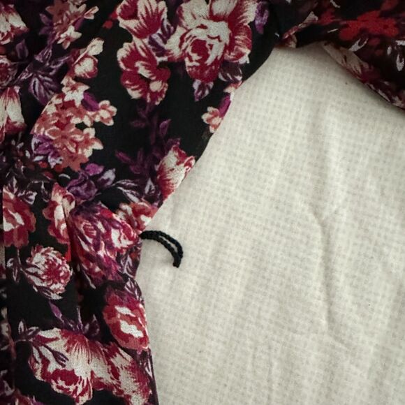 Isabel Maternity Maxi Tiered Dress Red Purple Floral Long Sleeve Size XL - Picture 10 of 13